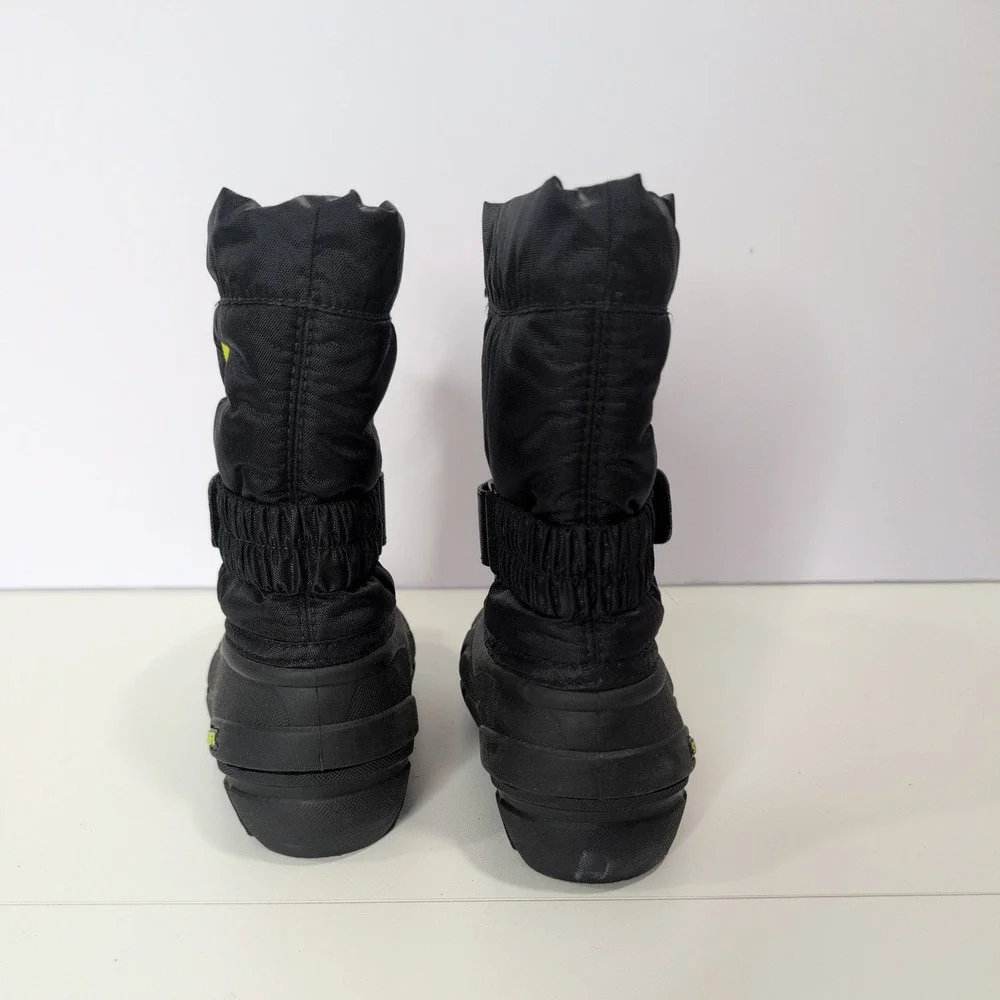 Sorel Snow Commander Kids Winter Boots Black Neon Green NV1885-012 Size 7